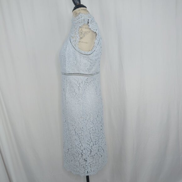 Bardot Lace Dress 8 Medium Blue Midi Pencil - Picture 6 of 10